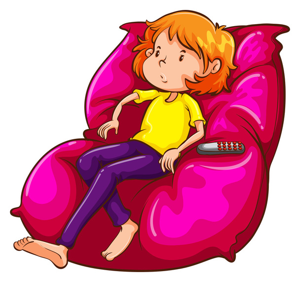 Un boceto de una chica perezosa en el sofá
 - Vector, Imagen