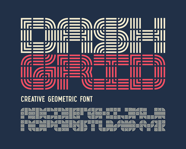 Kreatywny geometryczny zestaw czcionek o nazwie DASH GRID - Wektor, obraz