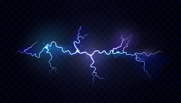 Electric lightning effect, thunderstorm at sky - Vector, Image