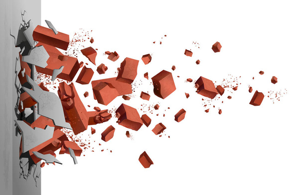 Realistic Brick Wall Crash - Vector, Image