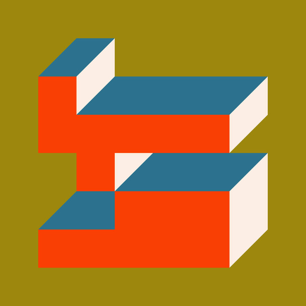 Uitvoering van Edward Zajec 's Il Cubo vanaf 1971. In wezen een Truchet tegelset van 8 tegels en regels voor plaatsing art illustratie - Vector, afbeelding