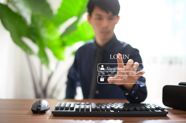 businessman using tablet computer with business concept - Foto, Imagem