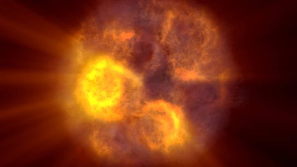 tűz láng labda robbanás az űrben, elvont illusztráció - Fotó, kép