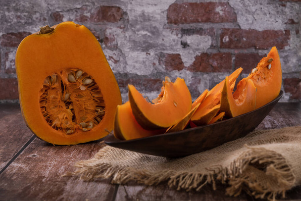 pumpkin on a wooden background - 写真・画像