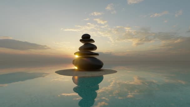 岩石のバランスを冷静に水の背景概念穏やかな瞑想純粋な心 - 映像、動画