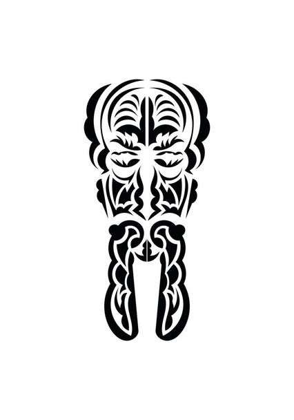 Face in the style of ancient tribes. Black tattoo patterns. Isolated. Vetcor. - ベクター画像