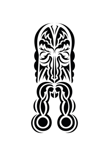 Face in the style of ancient tribes. Black tattoo patterns. Isolated on white background. Vetcor. - ベクター画像