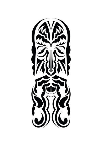 Mask in traditional tribal style. Black tattoo patterns. Isolated. Vetcor. - ベクター画像