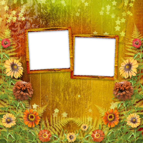 Multicoloured card for greetings or invitations with bunch of fl - Foto, Imagen