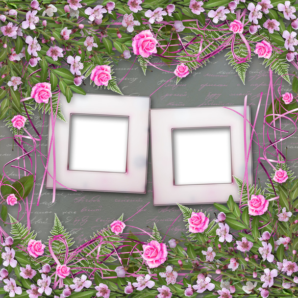 Writing abstract background with paper and floral beautiful bouq - Φωτογραφία, εικόνα