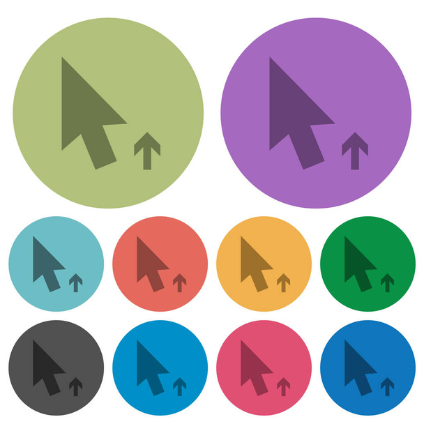 Arrow cursor up solid darker flat icons on color round background - Vector, Image