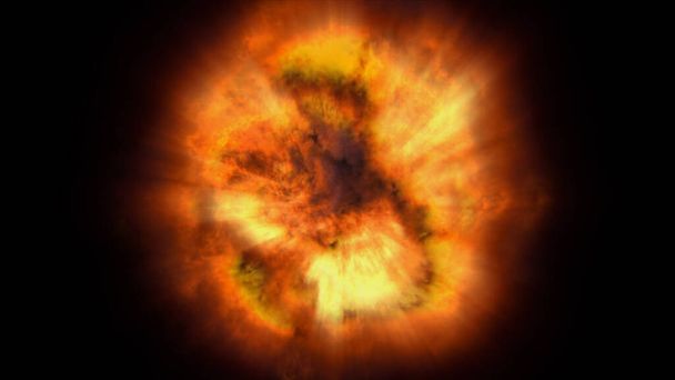 explosión de bola de llama de fuego en el espacio, ilustración abstracta - Foto, imagen