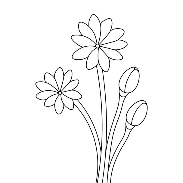 vector illustration Flower Coloring book page isolated on white background - Διάνυσμα, εικόνα
