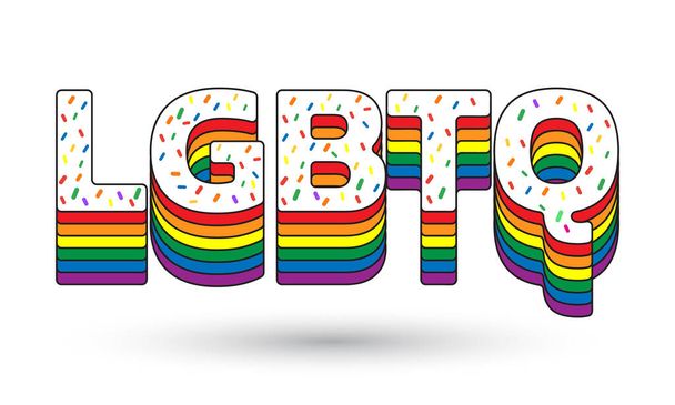 Concepto del Día del Orgullo Feliz para la comunidad LGBTQ. Orgullo LGBT Tipografía Vector. Texto del Orgullo con Color de Bandera de Arco Iris LGBTQ. - Vector, imagen