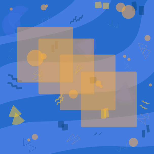 Hintergrund mit geometrischen Elementen, Schattierungen von Lavendel und Lila, gelbe geometrische Formen, abstrakter Hintergrund mit Wellen - Vektor, Bild