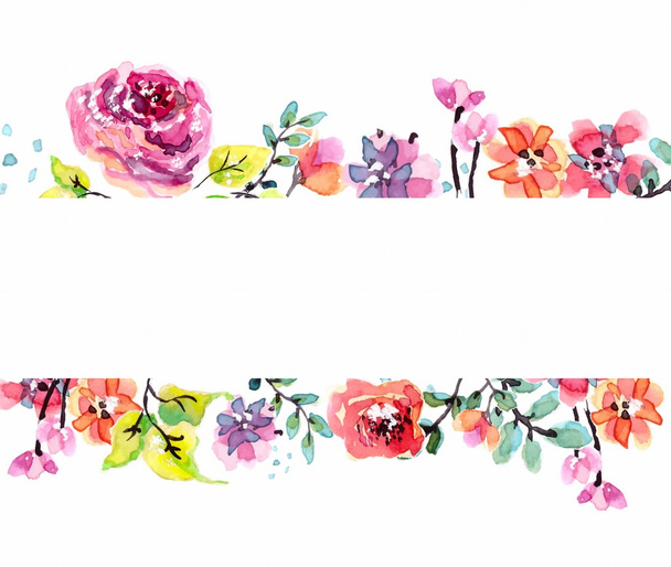 Watercolor floral frame - Вектор,изображение