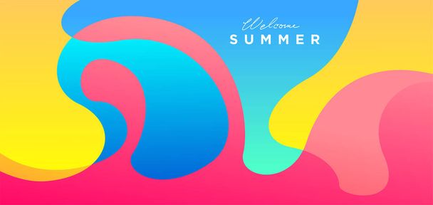Vector Colorful liquid and fluid background for Welcome summer template - Vettoriali, immagini