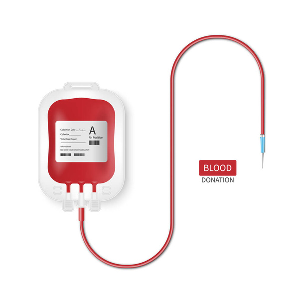 献血コンセプト,白地に単離された血液バッグ,ベクトル図 - ベクター画像