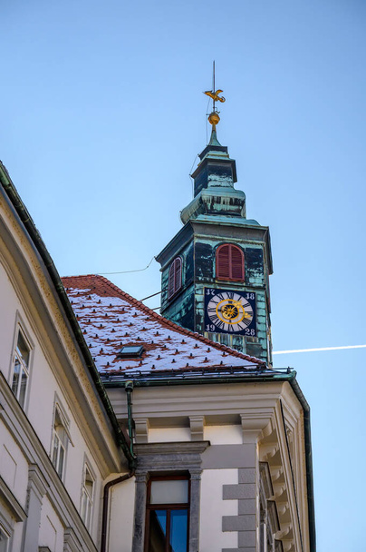 Ljubljana városháza tornya, Szlovénia - Fotó, kép