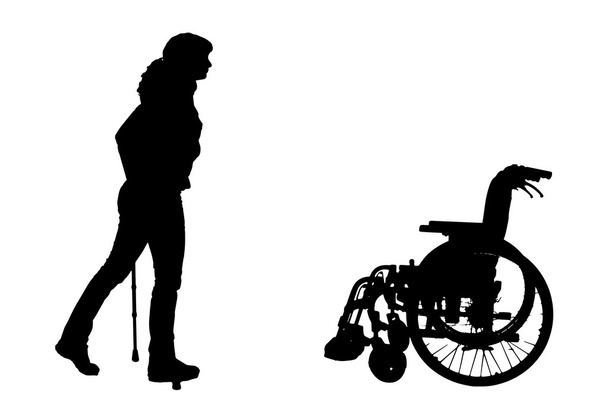 Vektor sziluettje fogyatékkal élő nő. - Vektor, kép