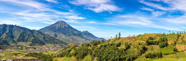 Panorama of  Sindoro Mountain, Central Java, Indonesia - Zdjęcie, obraz