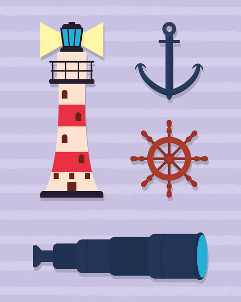 ships and nautical set - Vector, afbeelding