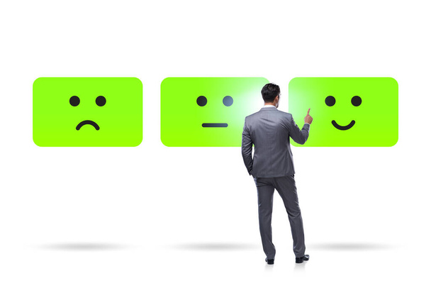 Illustration of customer feedback with faces and businessman - Photo, Image