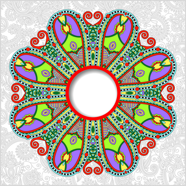 floral round pattern in ukrainian oriental ethnic style for your - Вектор,изображение