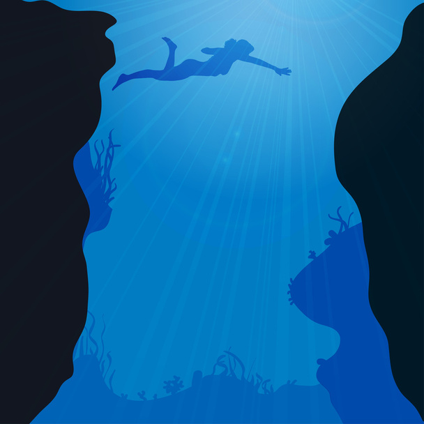 Vector silhouette of divers. - Vektor, kép