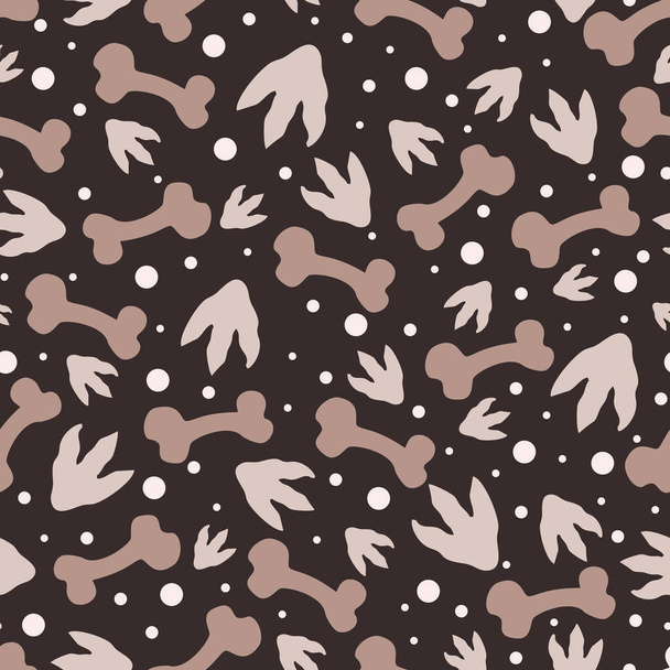 Seamless pattern dinos footprint and bone, design for scrapbooking, decoration, cards, paper goods, background, wallpaper, wrapping, fabric and all your creative projects. Vector Illustration - ベクター画像