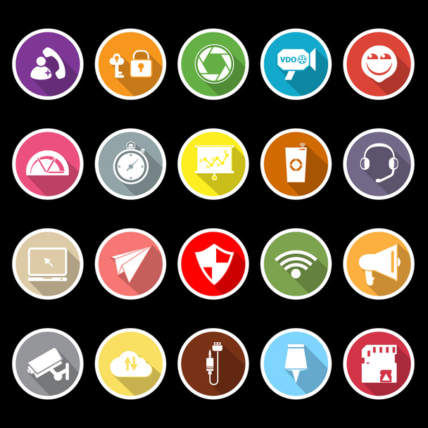 Smart phone screen flat icons with long shadow - Vector, Image