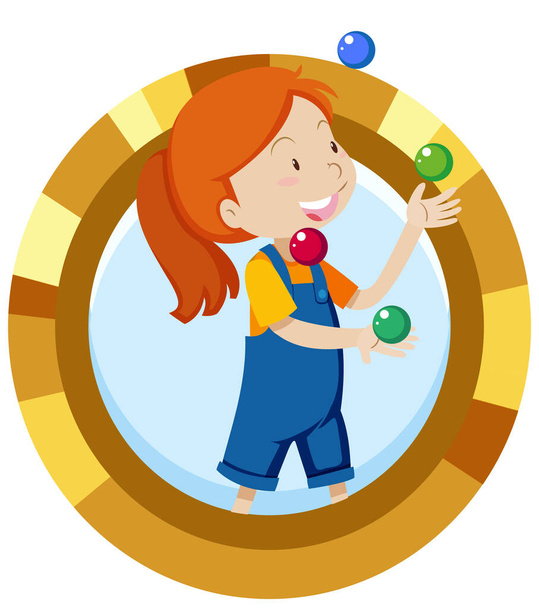 Простий мультиплікаційний персонаж дівчини, яка жонглює кульки ілюстрація
 - Вектор, зображення