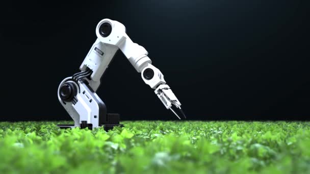 concepto inteligente de los agricultores robóticos, agricultores robot, tecnología agrícola, automatización de la granja - Metraje, vídeo