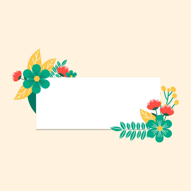floral greeting card with flowers on yellow background - Vector, afbeelding