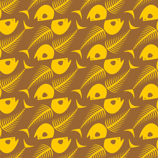 Fish skeleton pattern seamless. Fish skull background. Vector texture - Vetor, Imagem