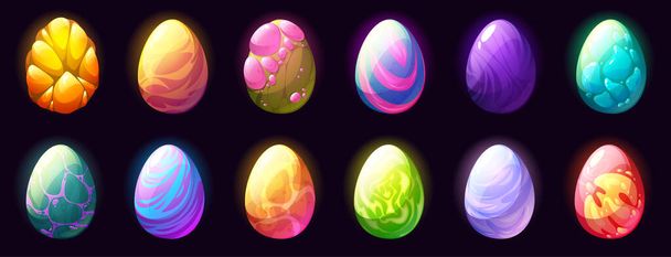 Fantasy eggs of dragon, magic monster - Vettoriali, immagini