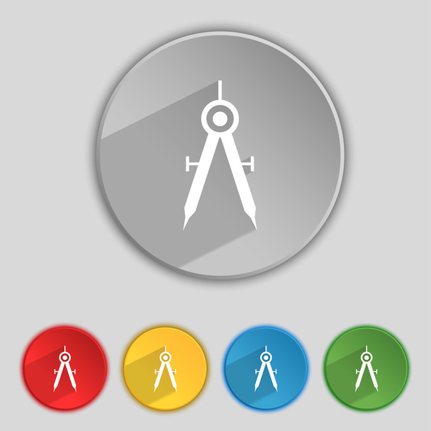 Mathematical Compass sign icon. Set of colored buttons. Vector - ベクター画像