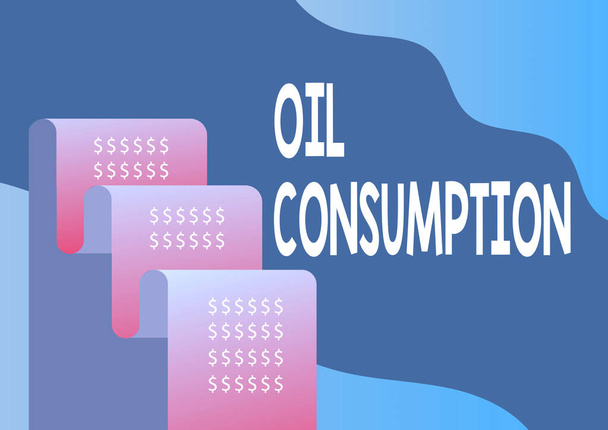Вдохновение показывает знак потребления нефти. Word Williams на этой записи - общее количество нефти, потребляемой в барр. в день.. - Фото, изображение