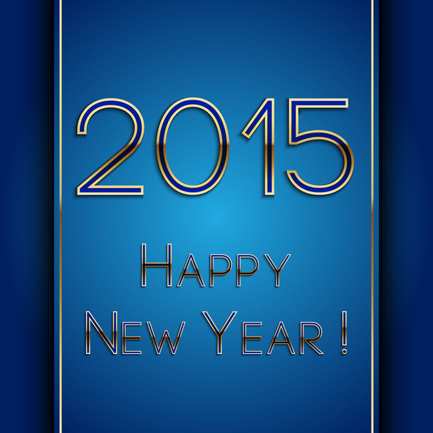 Vector rectángulo azul saludo año nuevo 2015 postal con letras doradas
 - Vector, imagen