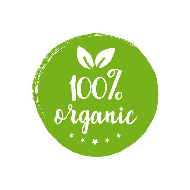 100 percent organic stamp, label. Vector - Vettoriali, immagini