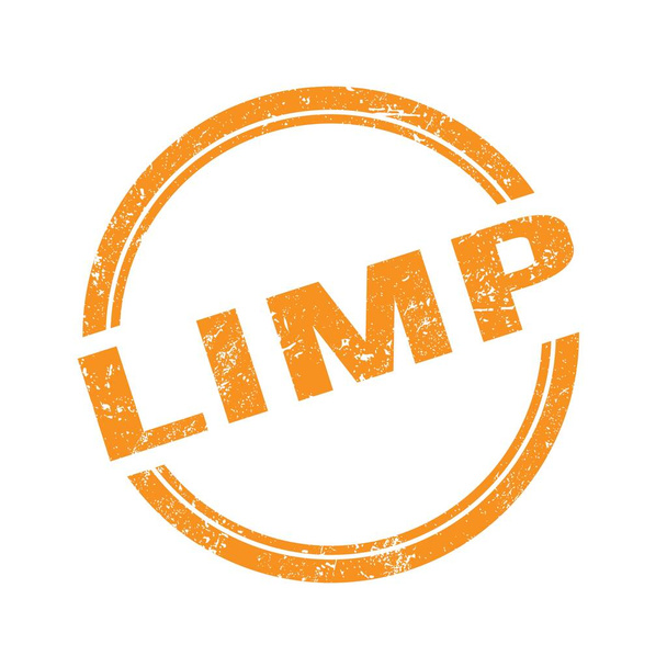 LIMP texto escrito en naranja grungy vintage ronda sello. - Foto, imagen