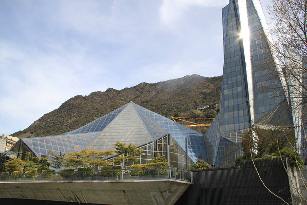 Modern building of Caldea spa in Andorra la Vella - Photo, Image