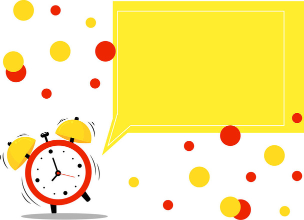 illustration of alarm clock near yellow speech bubble  - Vector, Image