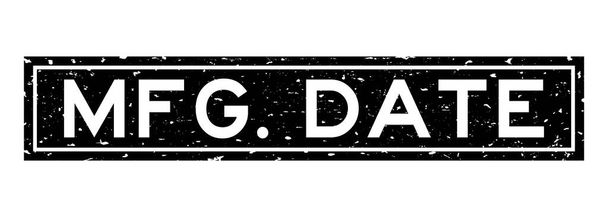 Grunge mfg preto. data palavra quadrado selo de borracha no fundo branco - Vetor, Imagem