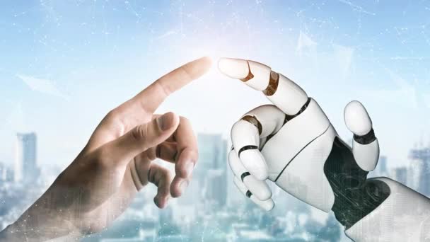 Futuristic robot artificial intelligence revolutionary AI technology concept - Footage, Video