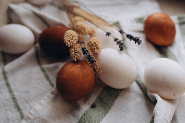 dyeing homemade eggs for easter - Photo, Image