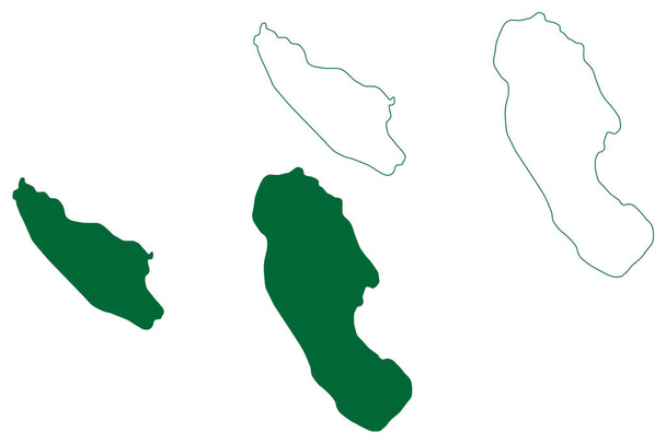 Grande Soeur en Petite Soeur eiland (Republiek der Seychellen, Indische Oceaan, Innerlijke Eilanden) kaart vector illustratie, krabbel schets Grote Zuster en Kleine Zuster Eiland kaart - Vector, afbeelding
