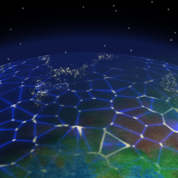 Network on planet generated texture background - Photo, Image