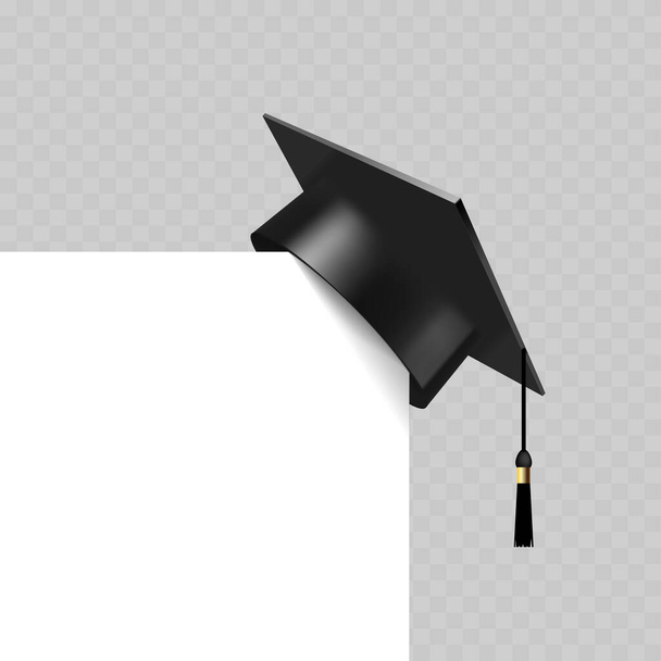 Graduate college, high school or university cap on transparent background. Vector illustration - Vector, Image