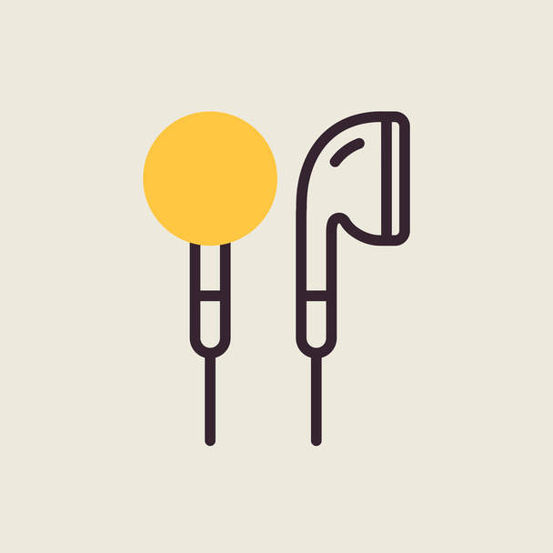 Ear-bud headphone vector icon. Graph symbol for music and sound web site and apps design, logo, app, UI - Vector, Image